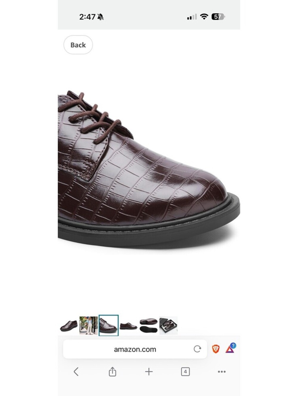 MIXIN Women's Oxfords Alligator Printed Lace Up Shoes-Brown Size 10 NIB